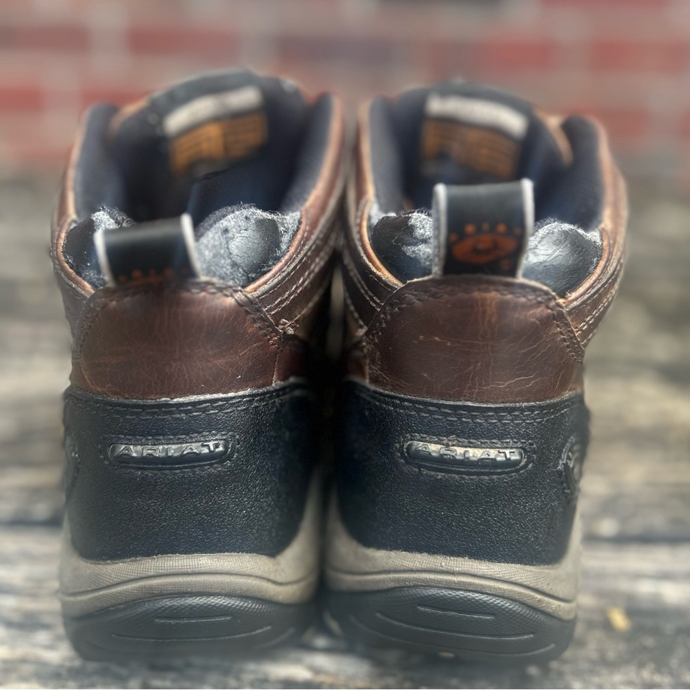 Ariat Terrain ATS Brown Leather Lace-Up Hiking Boots Sz 10D Slip Resistant Sole - Picture 10 of 13